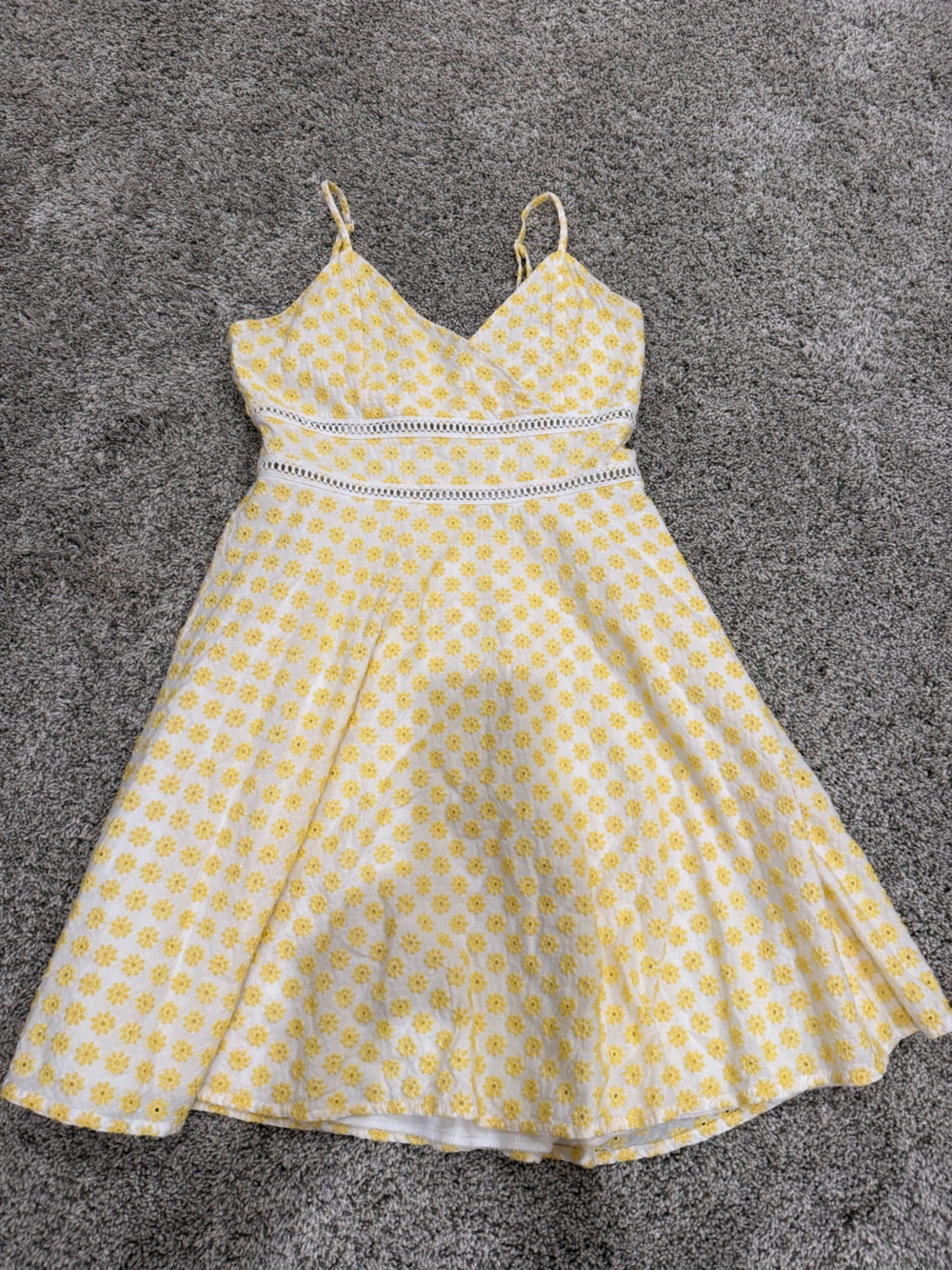 2 dress Francesca’s - Yellow and Navy A-Line Sundress with Crochet Waist